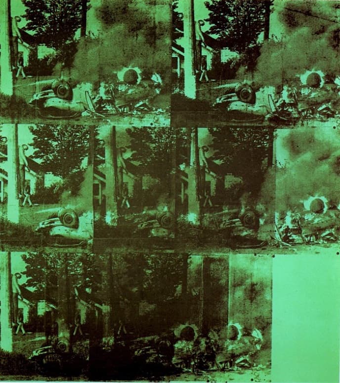Green Car Crash(Green Burning Car I) by Andy Warhol